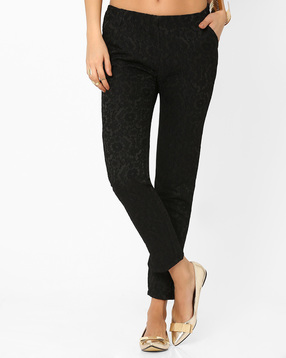 AJIO - Ankle-Length Jacquard Trousers