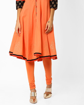 AJIO - Churidar Leggings With Elasticated Waist