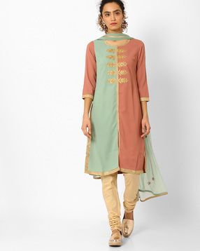 AJIO - Straight Kurta with Dupatta
