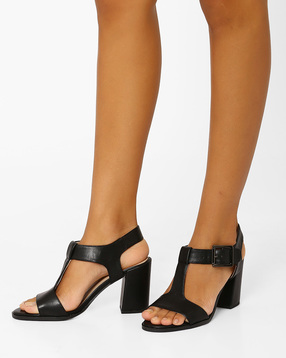 AJIO - Block Heels with Buckle Closure
