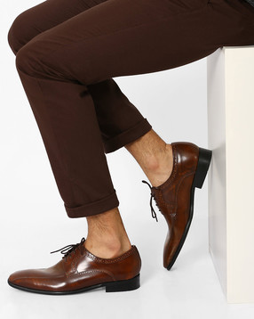 AJIO - N9-Treated Leather Derby Shoes