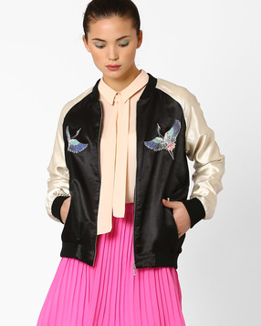 AJIO - Satin Bomber Jacket