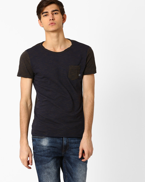 GAS - Striped Slim T-shirt with Patch Pocket
