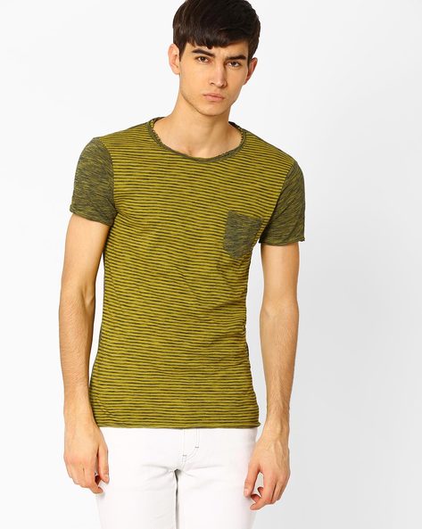 GAS - Striped Slim T-shirt with Patch Pocket