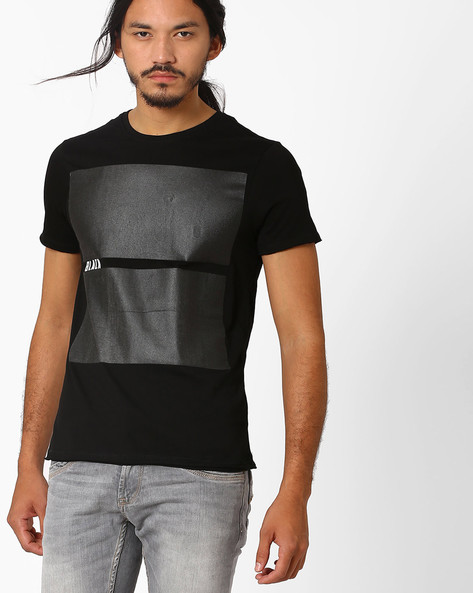 AJIO - Gel Print Crew-Neck T-shirt 