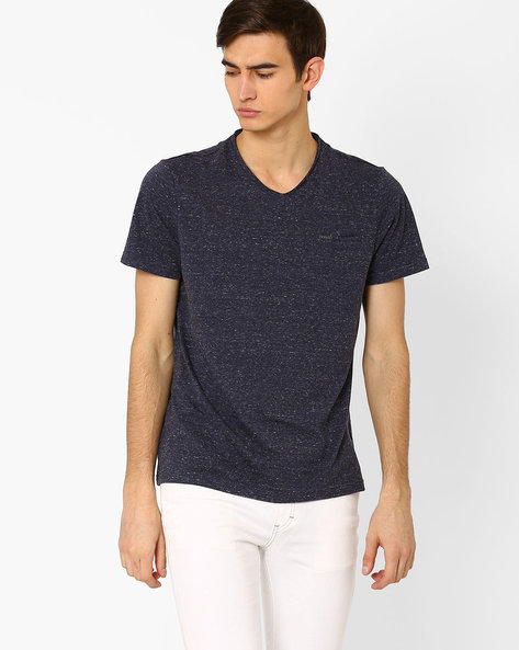 AJIO - Neppy V-neck T-shirt with Patch Pocket