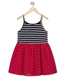 Budding Bees Girls Polka Dot Printed Dress - Black & Red