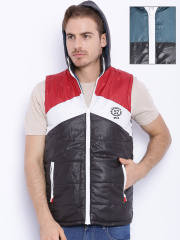Sports52 wear Black & Teal Blue Sleeveless Reversible Jacket
