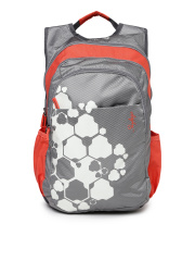Skybags Unisex Grey & Coral Red Printed Footloose Blitz 01 Backpack