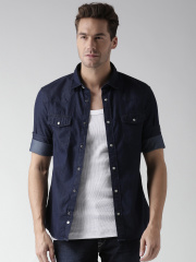Celio Navy Slim Denim Shirt