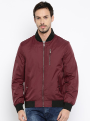 Mast & Harbour Burgundy Bomber Jacket