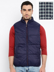 Mast & Harbour Navy Reversible Sleeveless Puffer Jacket