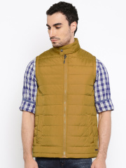 Mast & Harbour Mustard Yellow Sleeveless Puffer Jacket