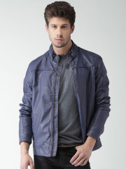 Mast & Harbour Blue Faux Leather Biker Jacket