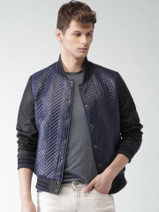 Mast & Harbour Navy & Black Quilted Bomber Jacket