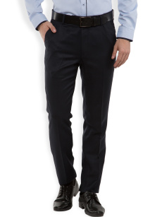 Black coffee Men Black Solid Flat-Front Trousers