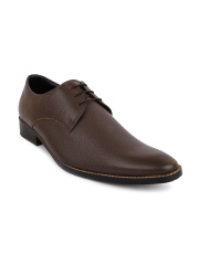BuckleUp Men Brown Textured Leather Derbys