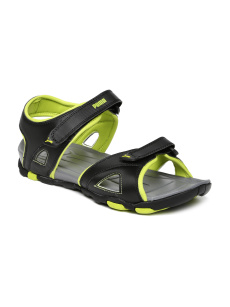 PUMA Unisex Black & Fluorescent Green Vesuvius DP Sports Sandals