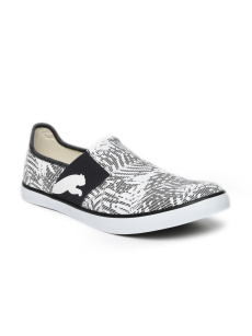 PUMA Unisex White & Black Printed Regular Slip-On Sneakers