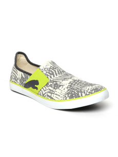 PUMA Unisex Off-white & Charcoal Grey Printed Regular Slip-On Sneakers