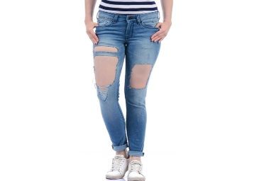 Pepe Jeans Pepe Jeans Blue Regular Fit Tattered Jeans At Rs.1399