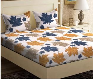 Metro Living 104 TC Cotton Double Floral Bedsheet (Pack of 3, White) on 80% Off