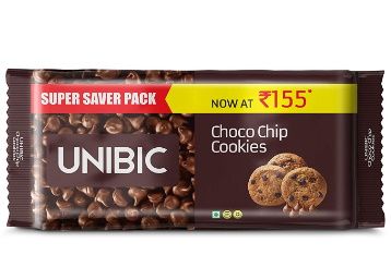 Flat 50% off - UNIBIC Choco Chip Cookies, 500 g (5 x 100g) at Rs. 82