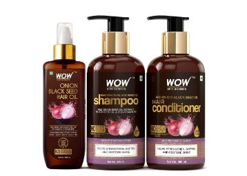 WOW Skin Science Onion Black Seed Oil Ultimate Hair Care Kit (Shampoo + Hair Conditioner + Hair Oil), 800 ml at Rs. 1055