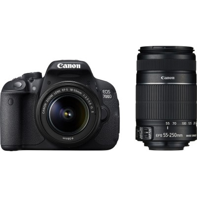 Canon EOS 700D (With EF S18-55 IS II + 55-250 mm IS II Lens) 18 MP DSLR Camera (Black) + Carry Case + 8GB SD Card