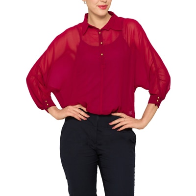 Park Avenue Maroon Polyester Casual Shirt 