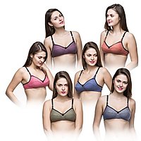 Non Wired Multicolored T-Shirt Bra (B-Cup) - Set Of 6