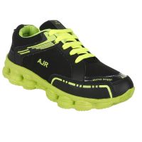 Bersache Men's Black and Green Sport Shoes