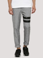 KOOVS PU Check Contrast Stripe Trousers