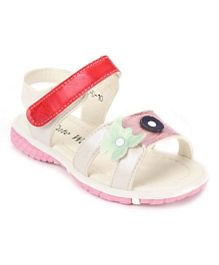 Cute Walk by Babyhug Sandals Floral Applique - Red Off White