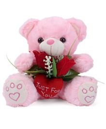Tickles Teddy With Rose Pink - 23 cm
