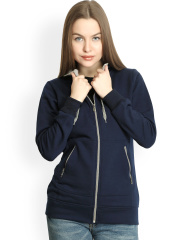 Belle Fille Women Navy Hooded Sweatshirt