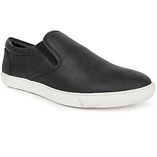 Escaro Men's Black Slip on Sneakers Shoes
