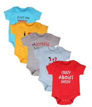 Goodway Pack of 5 Infants Body Suit Mom and Dad -1 Printed Tshirts