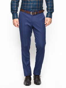 John Players Men Blue Skinny Fit Formal Trousers