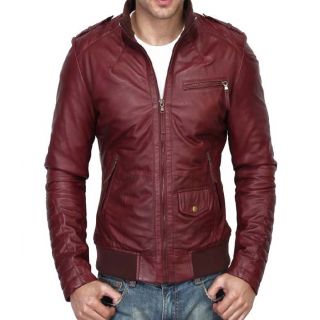 Leather collection Maroon Colour 100 Percent Genuine Leather jacket for Men's