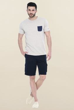 Basics Beige Solid Slim fit T-Shirt