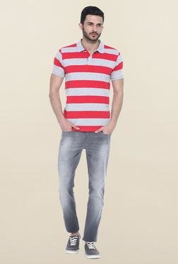 Basics Grey & Red Polo T-Shirt