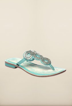 Pavers England Turquoise Flat Ethnic Sandals