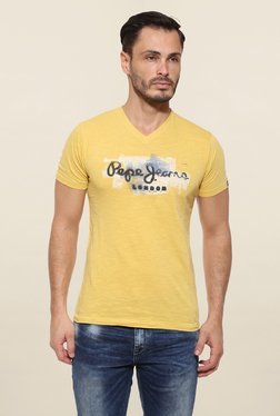 Pepe Jeans Yellow Printed T Shirt