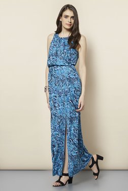 FG4 London Blue Snake Print Maxi Dress