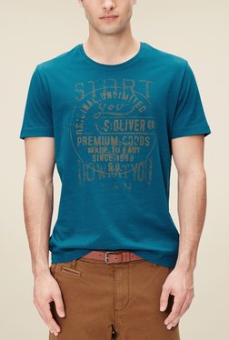 s.Oliver Turquoise Printed T Shirt