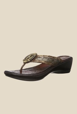 Catwalk Bronze Wedge Heeled Thong Sandals