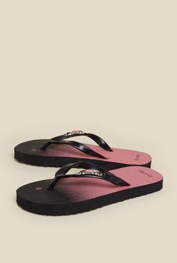Zudio Black & Peach Thong Flip Flops