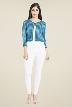 Globus Blue Striped Crop Shrug