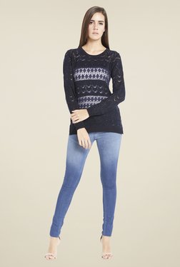 Globus Navy Crochet Top